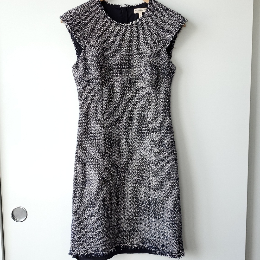 Rebecca Taylor Navy Confetti Tweed Dress in 0 - Picture 3 of 7